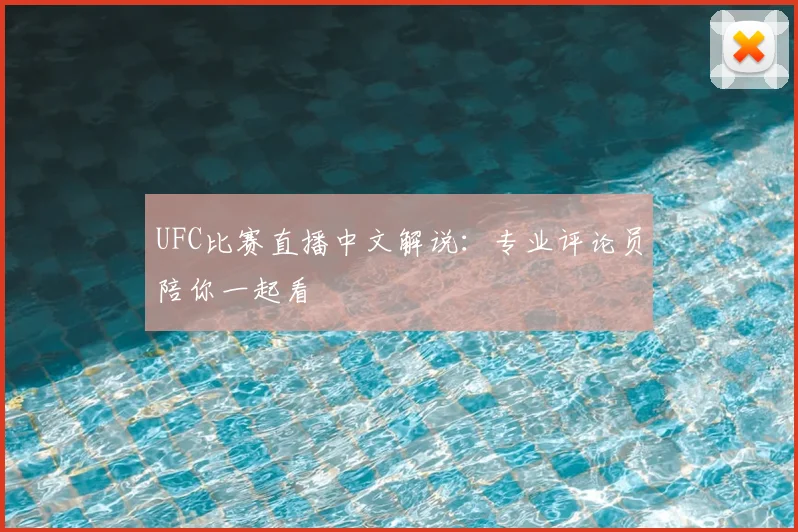 UFC比赛直播中文解说:专业评论员陪你一起看